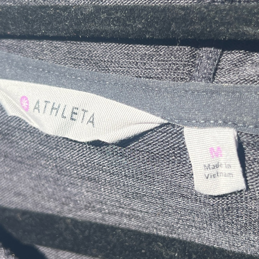 Athleta Hooded Heathered Gray Sweatshirt Dress Medium - Picture 2 of 6